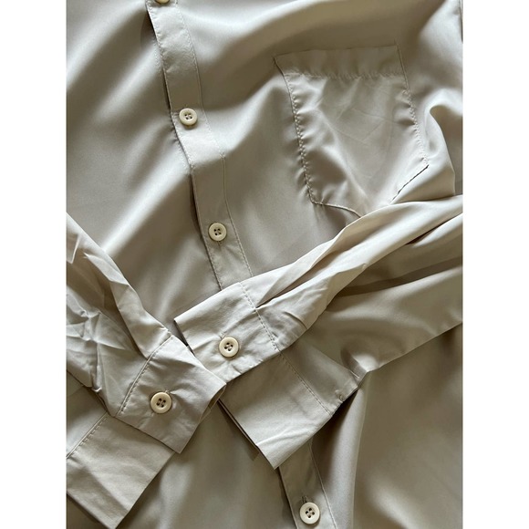 New Turndown Collar Men Dress Shirt Loose Style Button Down for Business Work - Picture 3 of 7